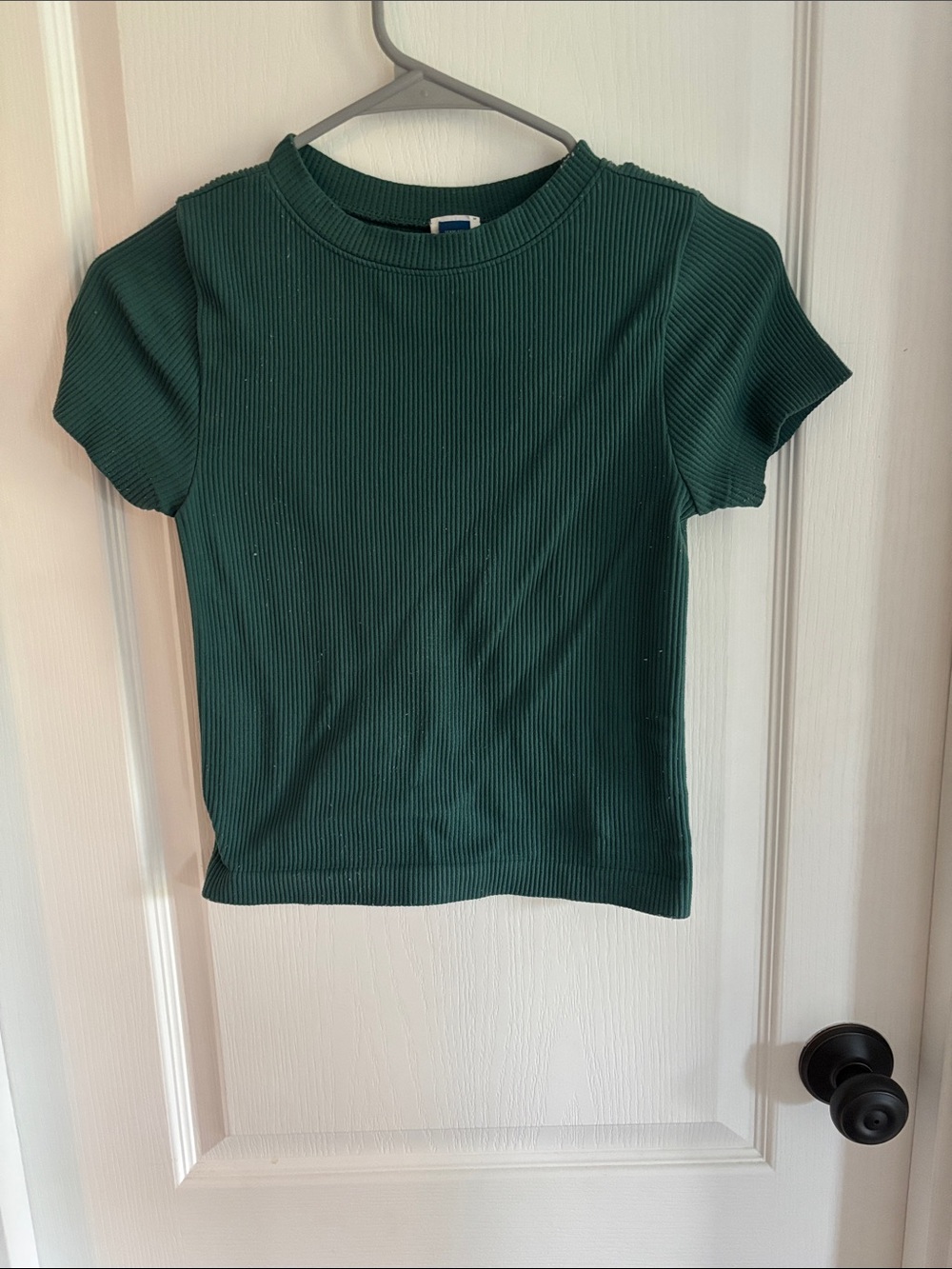 Dark Green Ribbed Short Sleeve Tee
